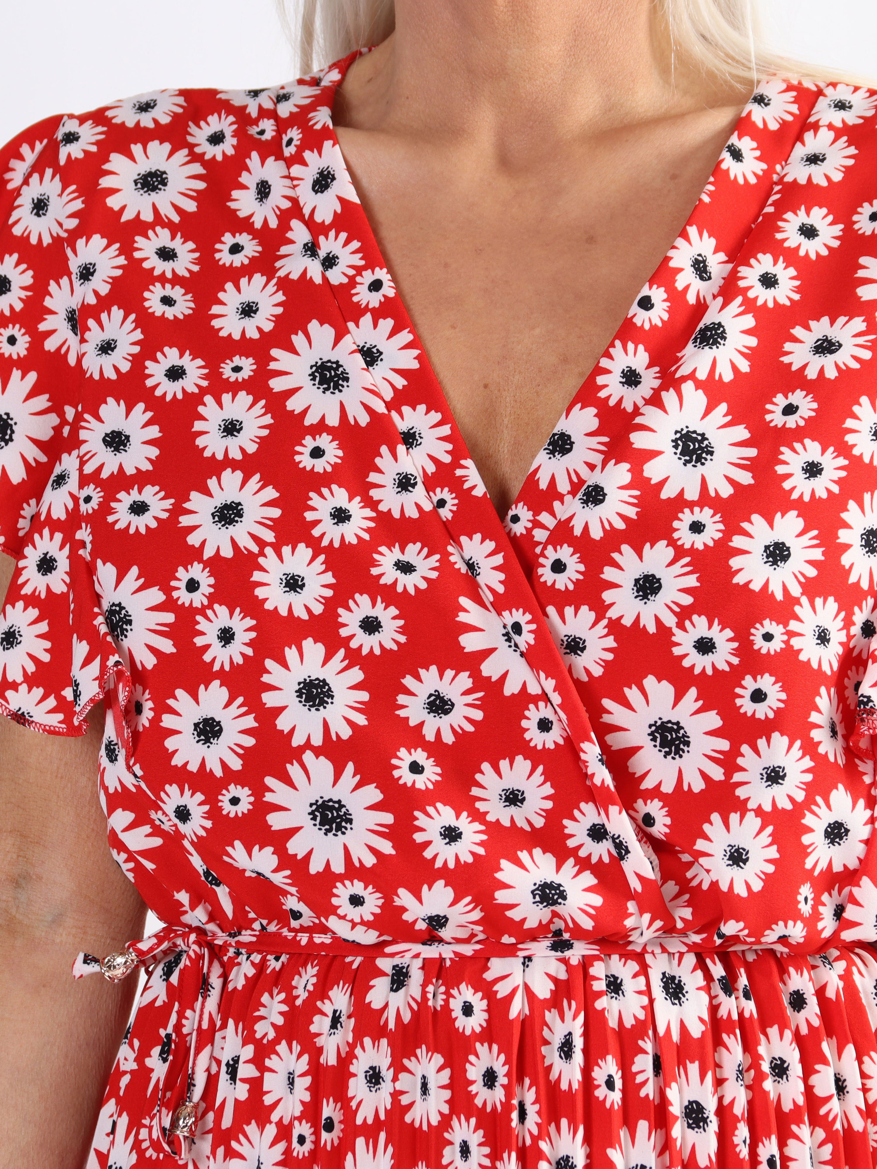 Callidora Flower - Plus size kjole med plisseringer og flæser